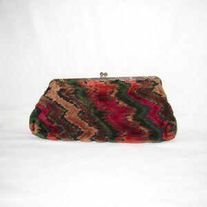 Vintage rainbow wave tapestry clutch